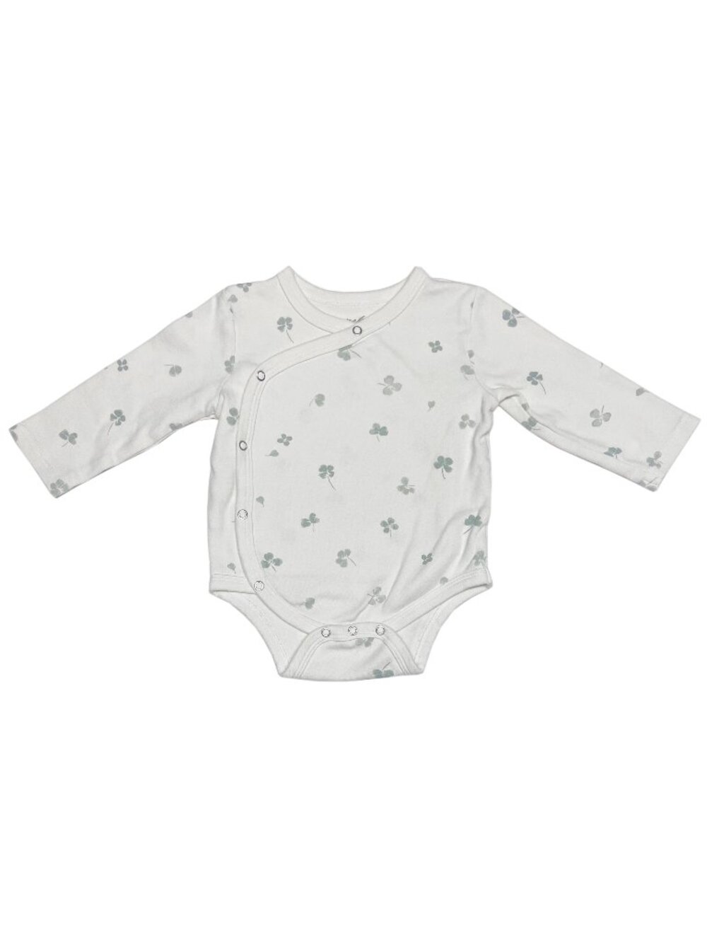 Pehr Baby Organic Cotton Shamrock Bodysuit Size 6-12 Months Long Sleeves Snaps